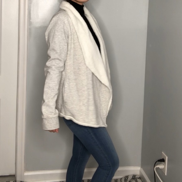 GAIAM gray long sleeve fleece draped cardigan M - Picture 4 of 6